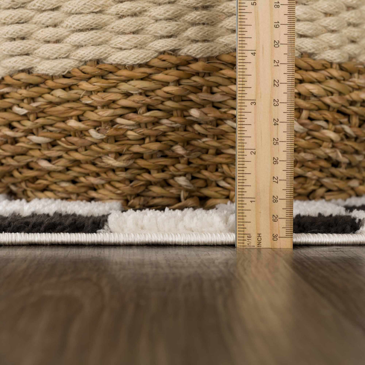 Lajos Black & White Checkered Plush Rug.