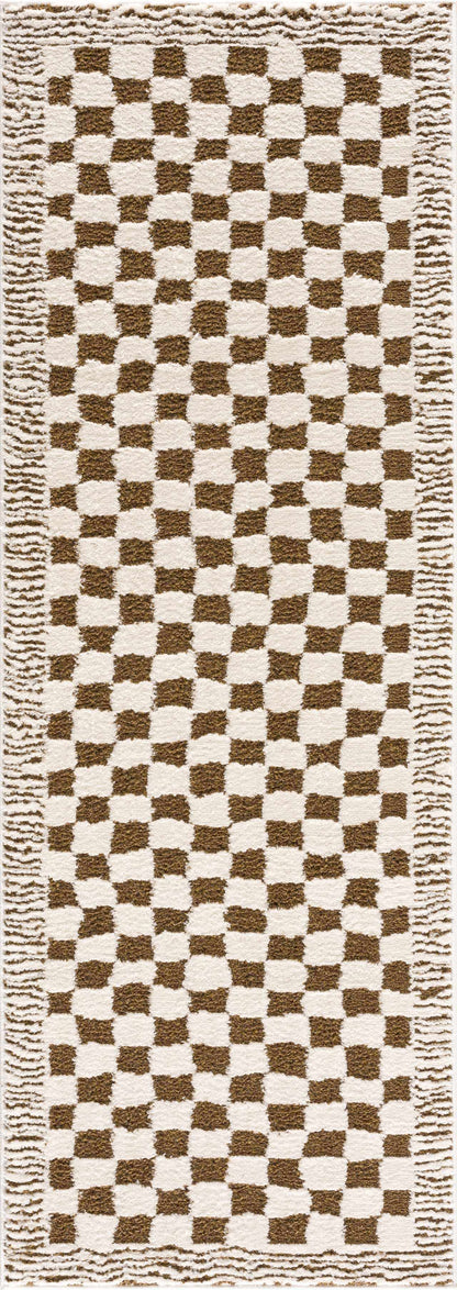 Leryn Brown Checkered Plush Rug.