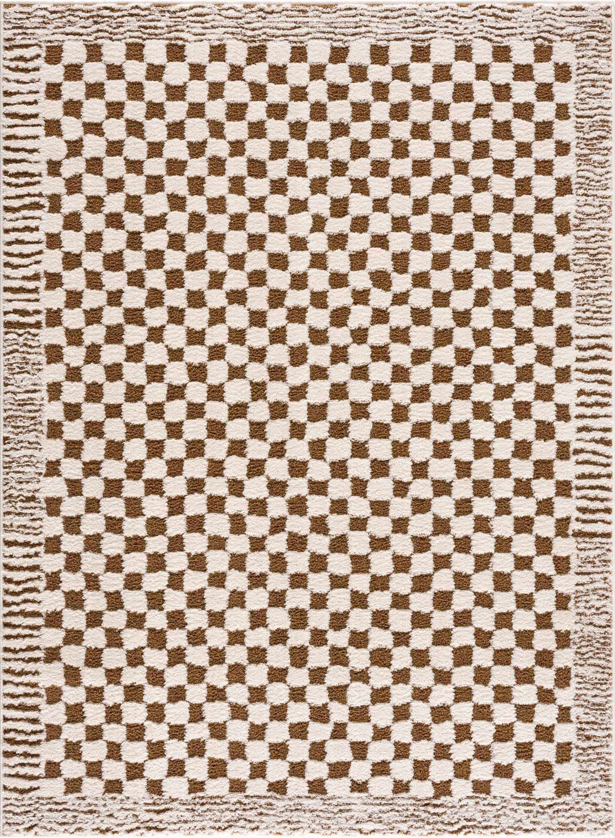 Leryn Brown Checkered Plush Rug.