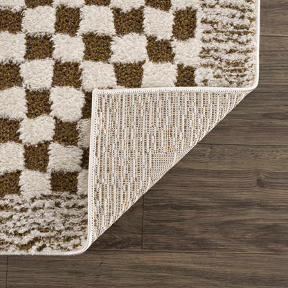 Leryn Brown Checkered Plush Rug.