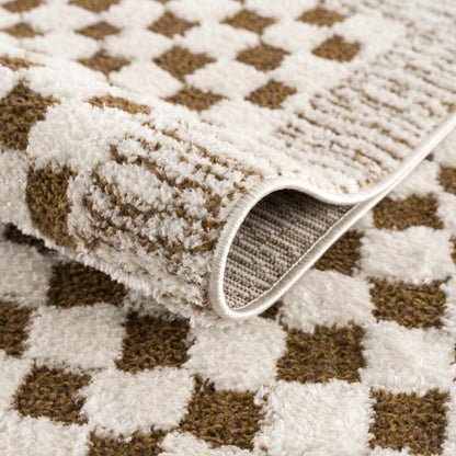 Leryn Brown Checkered Plush Rug.
