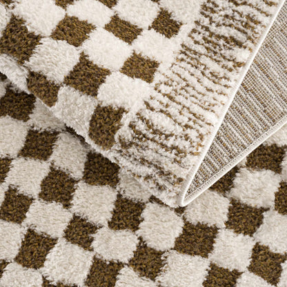 Leryn Brown Checkered Plush Rug.