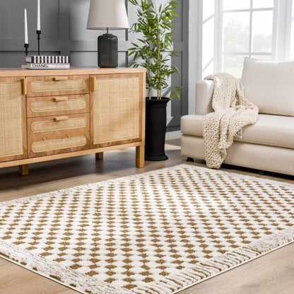 Leryn Brown Checkered Plush Rug.