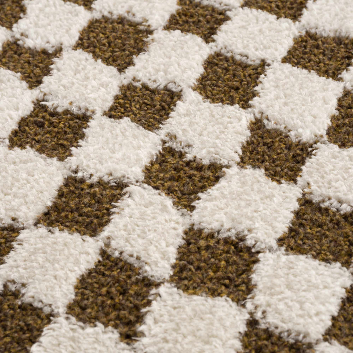 Leryn Brown Checkered Plush Rug.