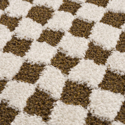 Leryn Brown Checkered Plush Rug.