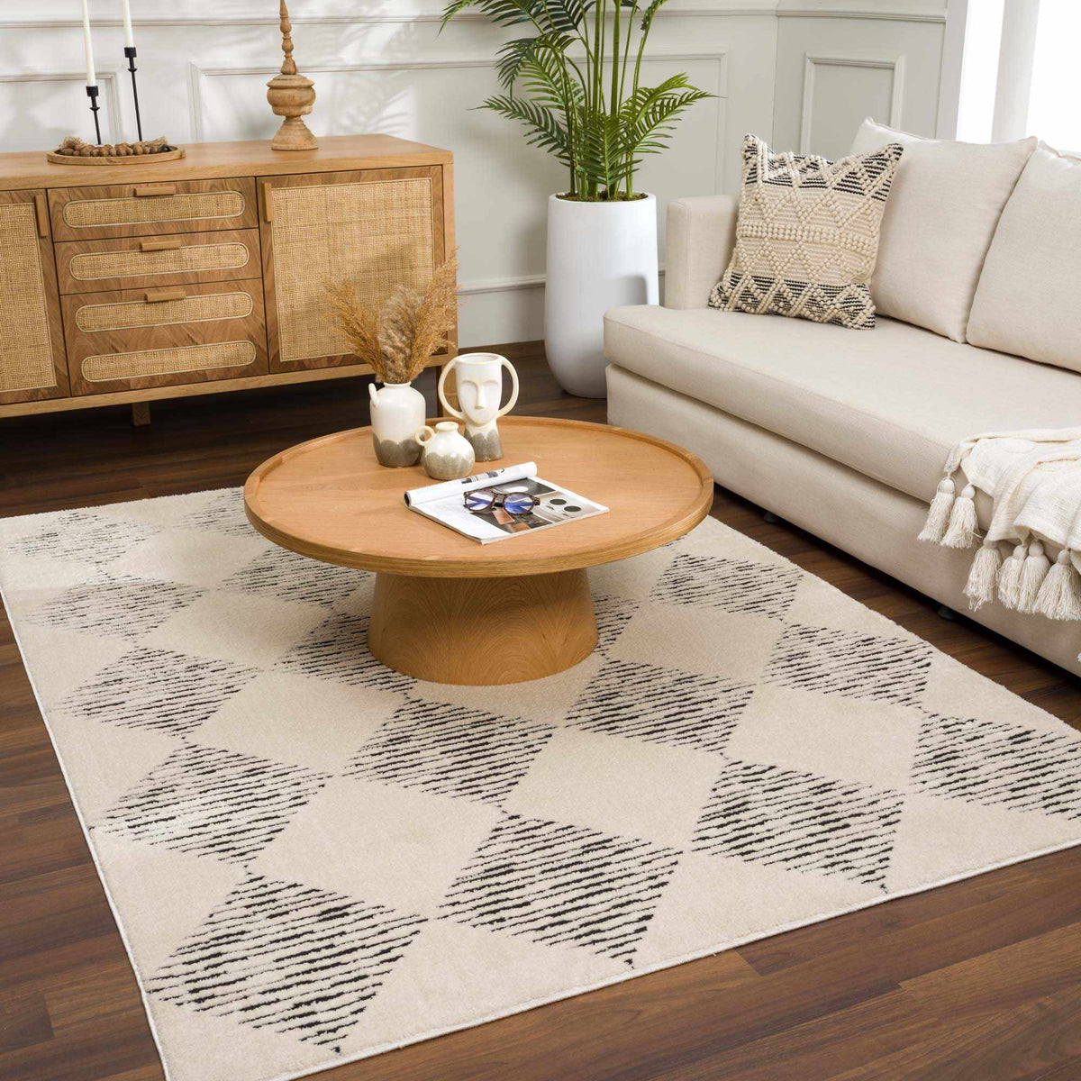Fauci Diamond Checkered Area Rug
