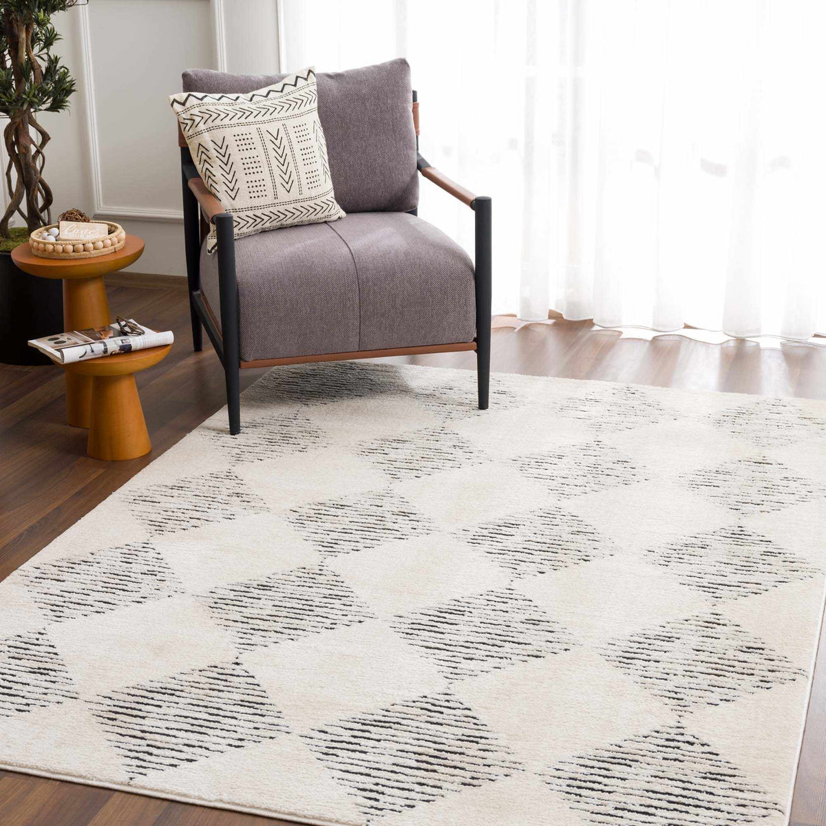 Fauci Diamond Checkered Area Rug