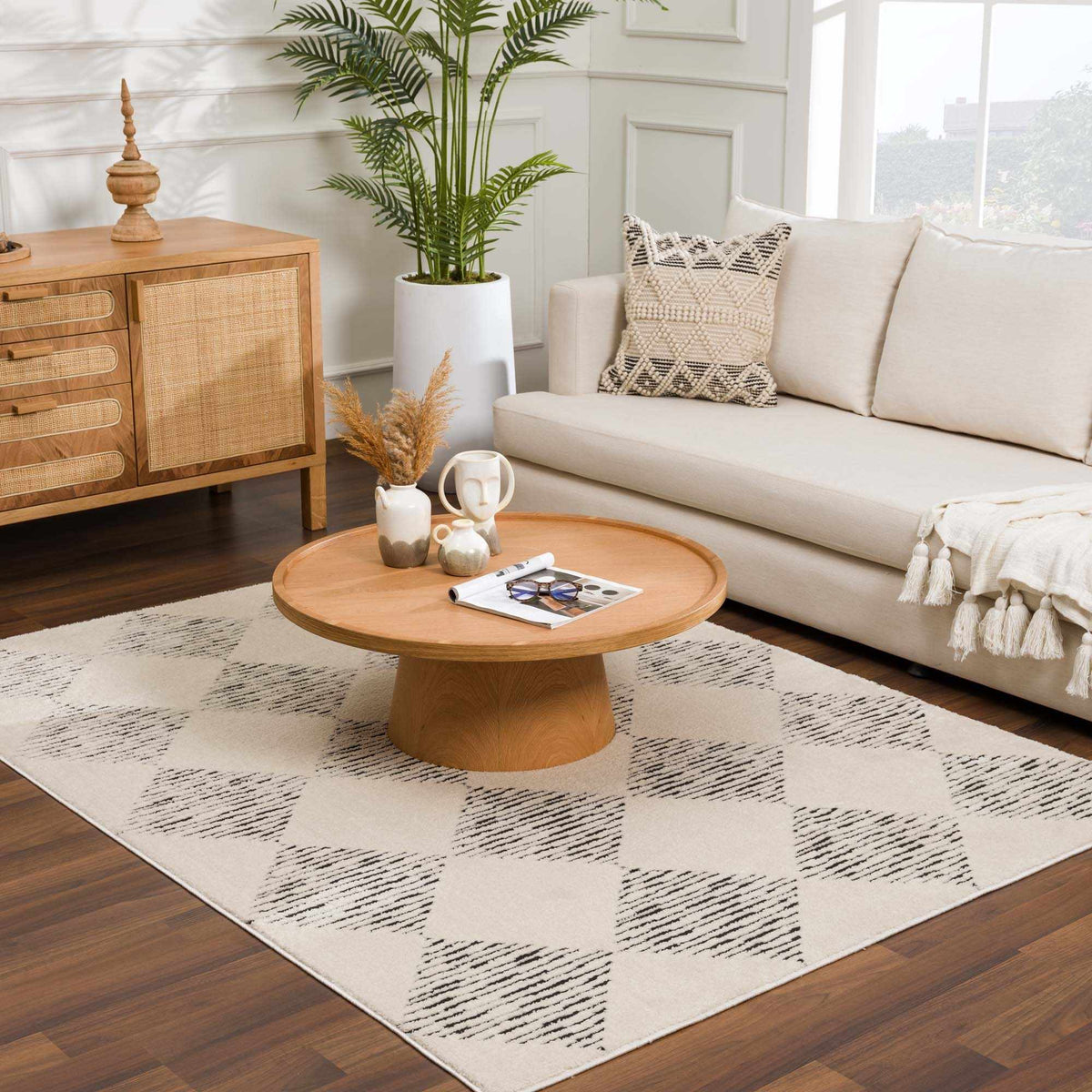 Fauci Diamond Checkered Area Rug