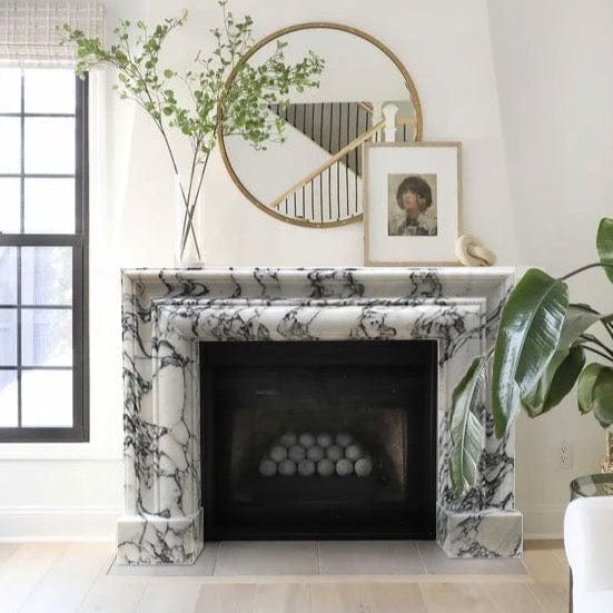 Villohome | Online Flooring Shop Fireplaces Marble / (W)16.5" (L)61" (H)52" / Polished Calacatta Viola Marble Hand-carved Fireplace Mantel Polished (W)16.5" (L)61" (H)52" Calacatta Viola Marble Hand-carved Fireplace Mantel Polished (W)16.5" (L)61" (H)52"