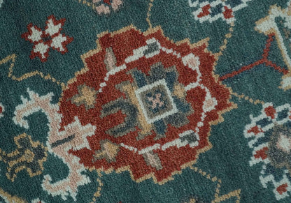 Floral Teal, Camel and Brown Hand Knotted Oriental Oushak Multi Size wool Area Rug.