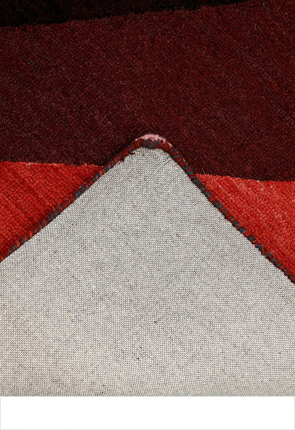Flow Modern Abstract Red And Maroon Hand Tufted 5x8 Wool Rug