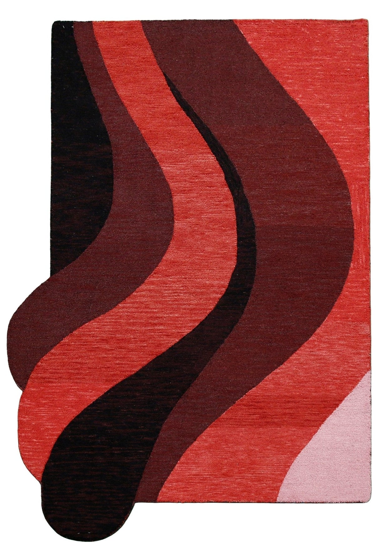 Flow Modern Abstract Red And Maroon Hand Tufted 5x8 Wool Rug.