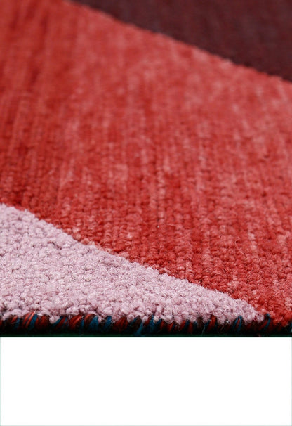 Flow Modern Abstract Red And Maroon Hand Tufted 5x8 Wool Rug