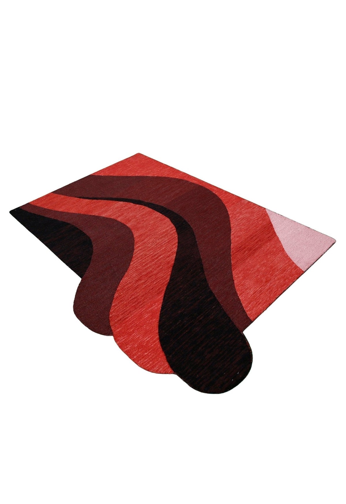 Flow Modern Abstract Red And Maroon Hand Tufted 5x8 Wool Rug.