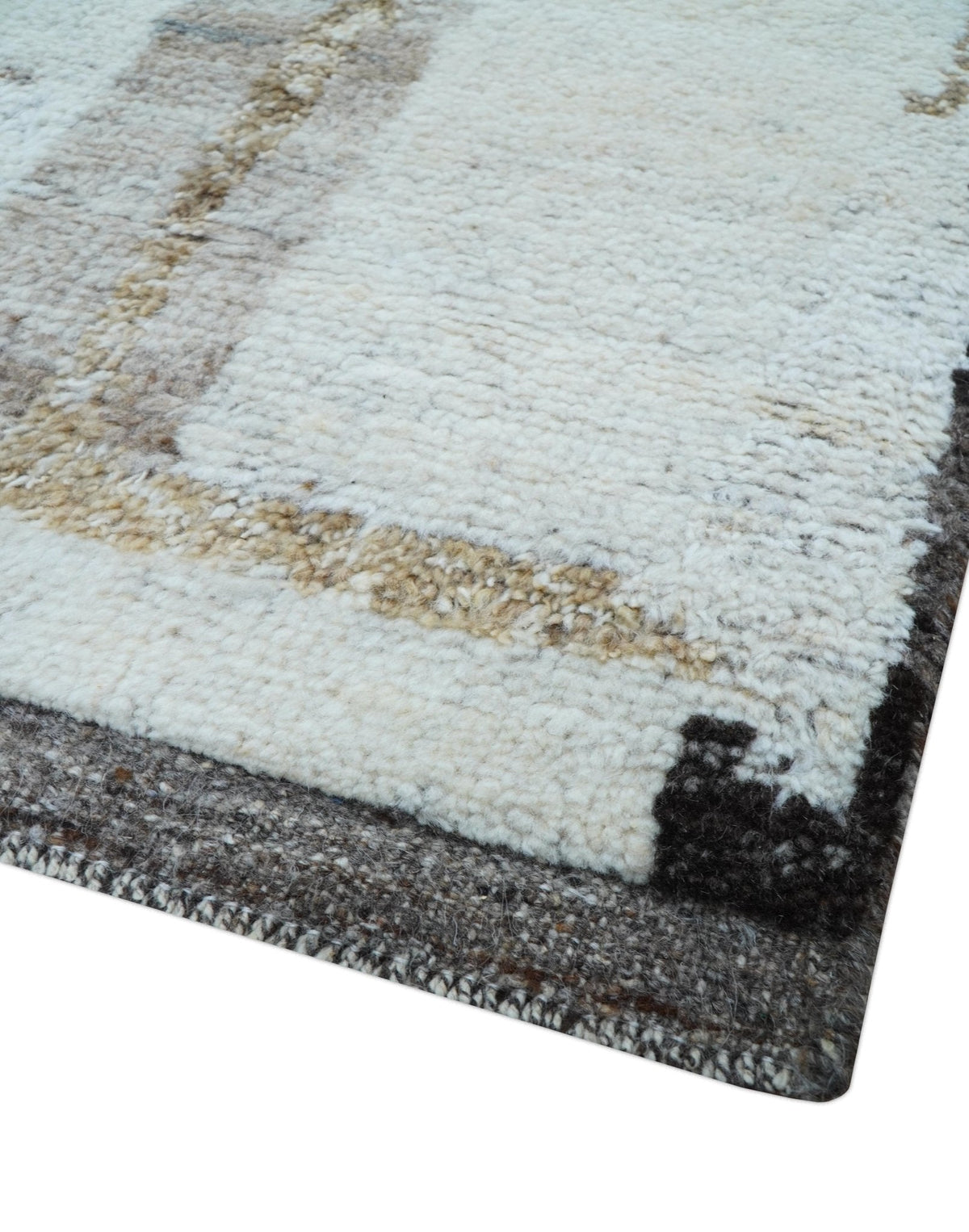 Fossil Custom Made Contemporary Brown Hand knotted Wool Rug.