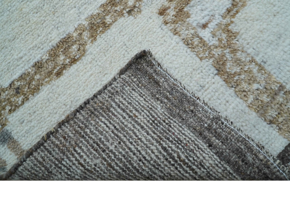 Fossil Custom Made Contemporary Brown Hand knotted Wool Rug.