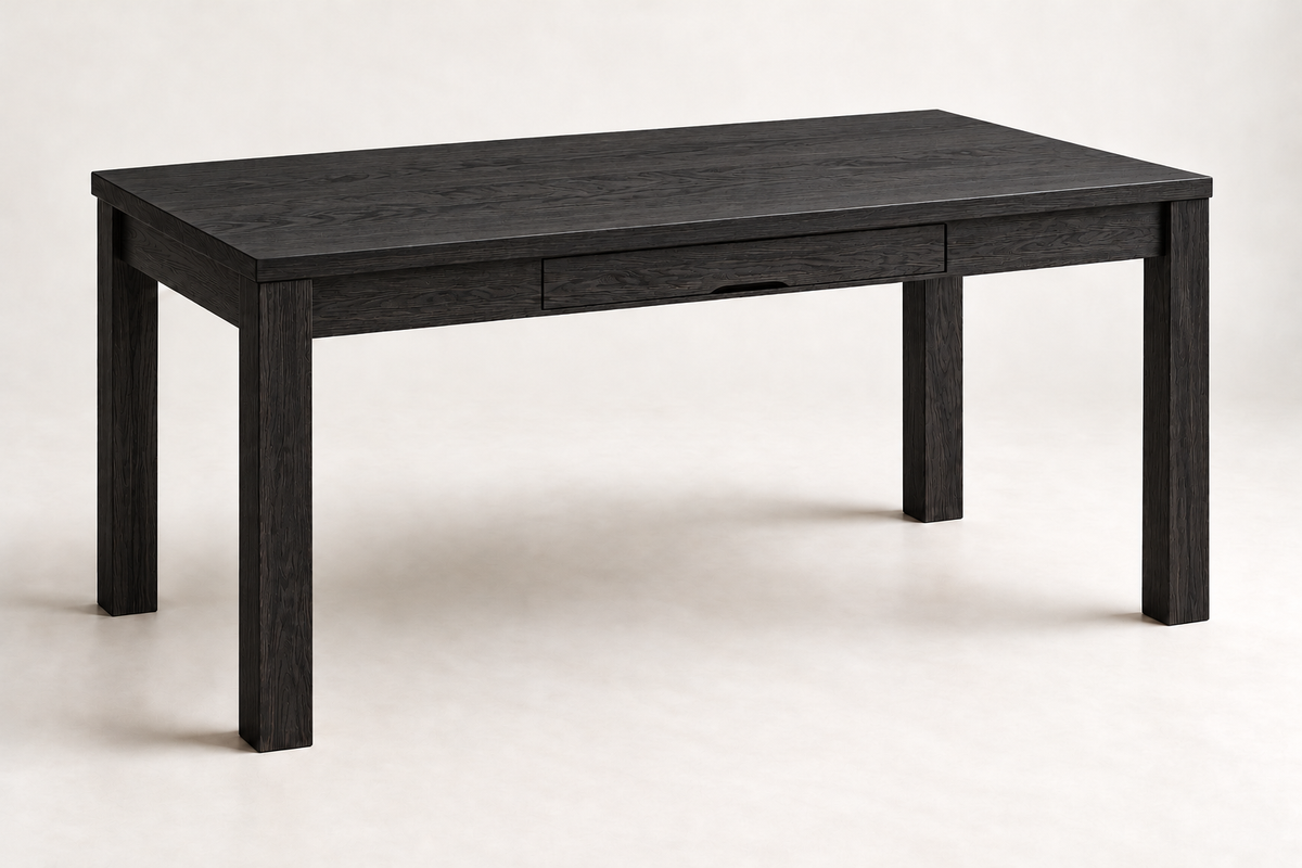 The Frame Desk black-stained plain-sawn white oak, design render