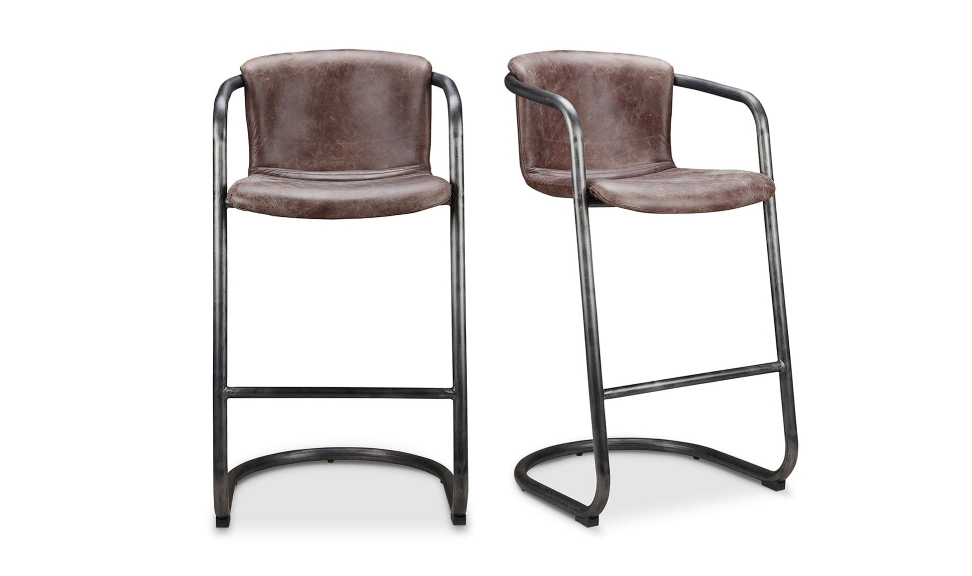 The Carpentry Shop Co. Freeman Barstool Grazed Brown Leather-M2 Freeman Barstool Grazed Brown Leather-M2