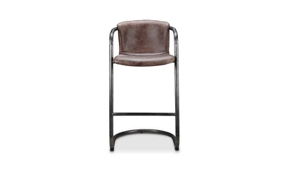 The Carpentry Shop Co. Freeman Barstool Grazed Brown Leather-M2 Freeman Barstool Grazed Brown Leather-M2