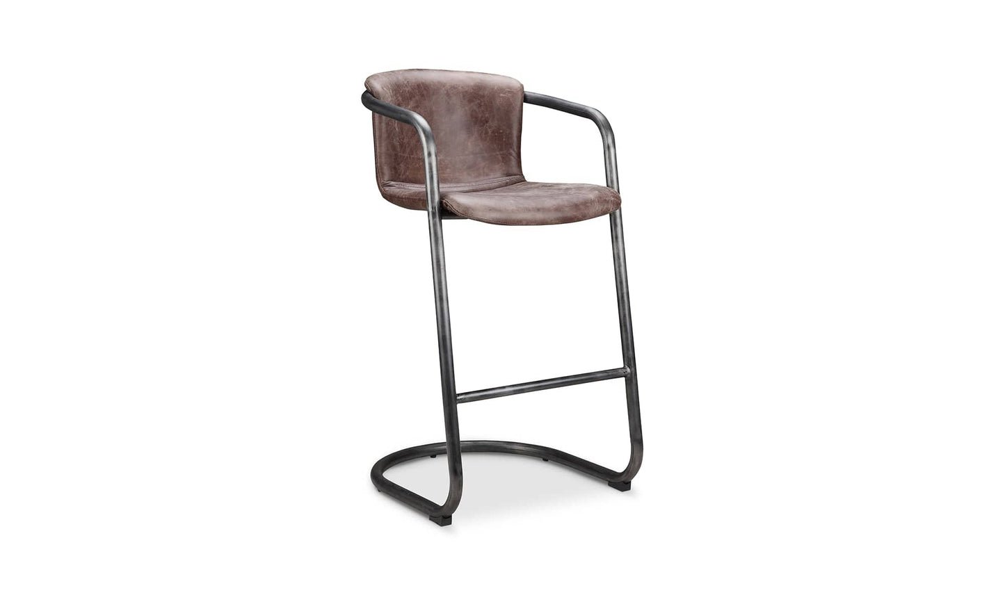 The Carpentry Shop Co. Freeman Barstool Grazed Brown Leather-M2 Freeman Barstool Grazed Brown Leather-M2