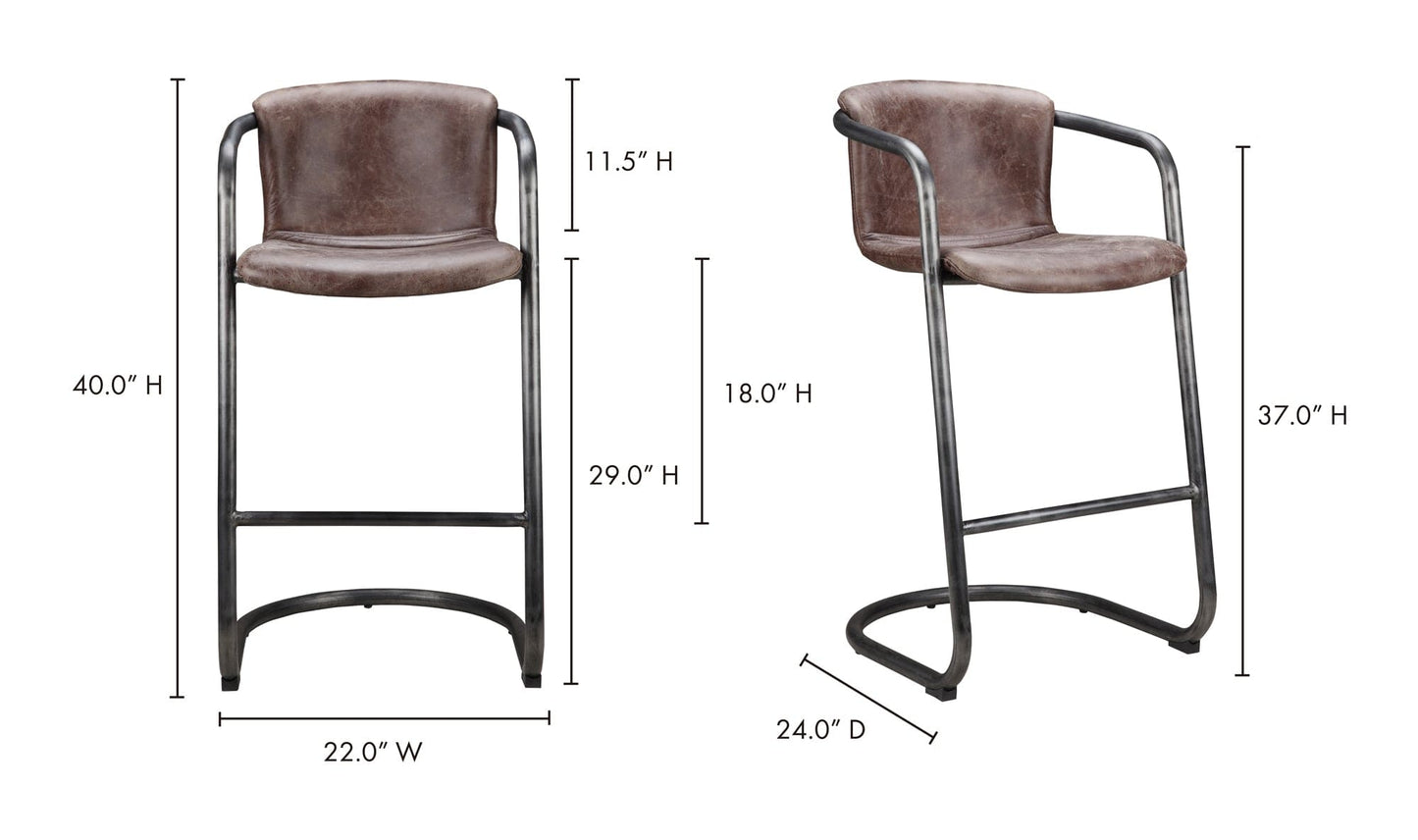 The Carpentry Shop Co. Freeman Barstool Grazed Brown Leather-M2 Freeman Barstool Grazed Brown Leather-M2