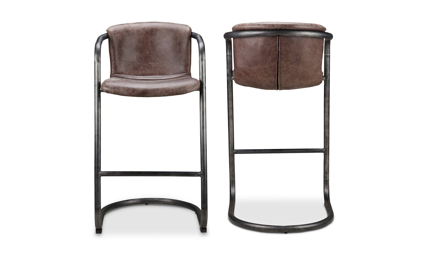 The Carpentry Shop Co. Freeman Barstool Grazed Brown Leather-M2 Freeman Barstool Grazed Brown Leather-M2