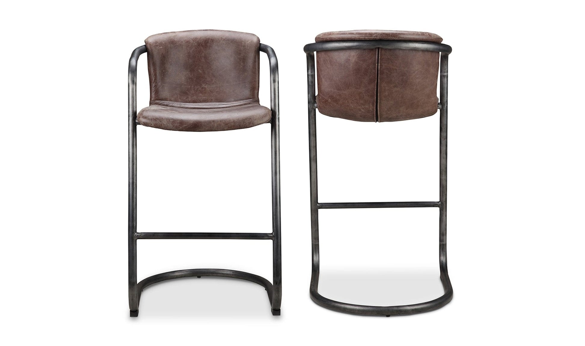The Carpentry Shop Co. Freeman Barstool Grazed Brown Leather-M2 Freeman Barstool Grazed Brown Leather-M2