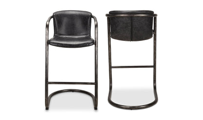 The Carpentry Shop Co. Freeman Barstool Onyx Black Leather-M2 Freeman Barstool Onyx Black Leather-M2