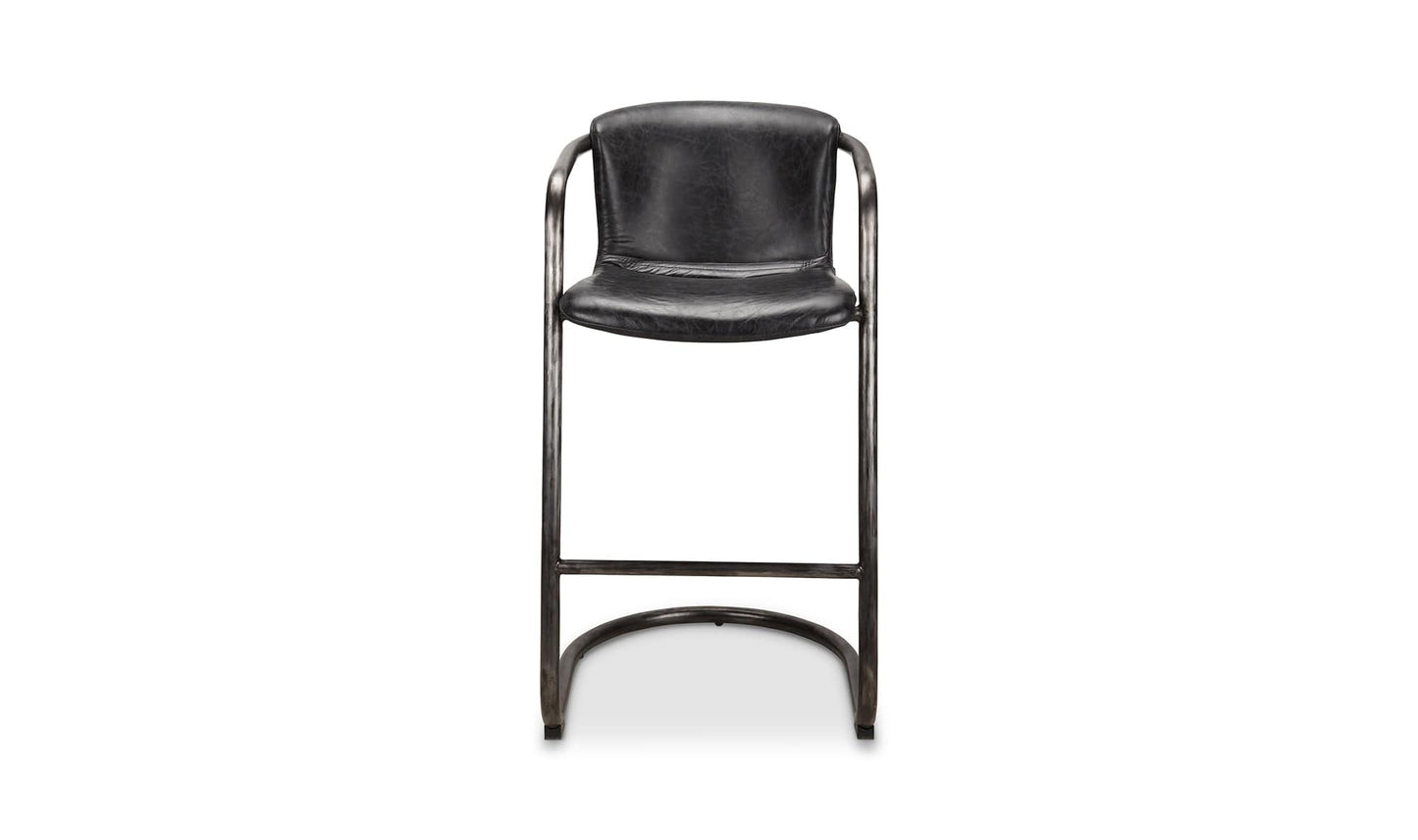The Carpentry Shop Co. Freeman Barstool Onyx Black Leather-M2 Freeman Barstool Onyx Black Leather-M2