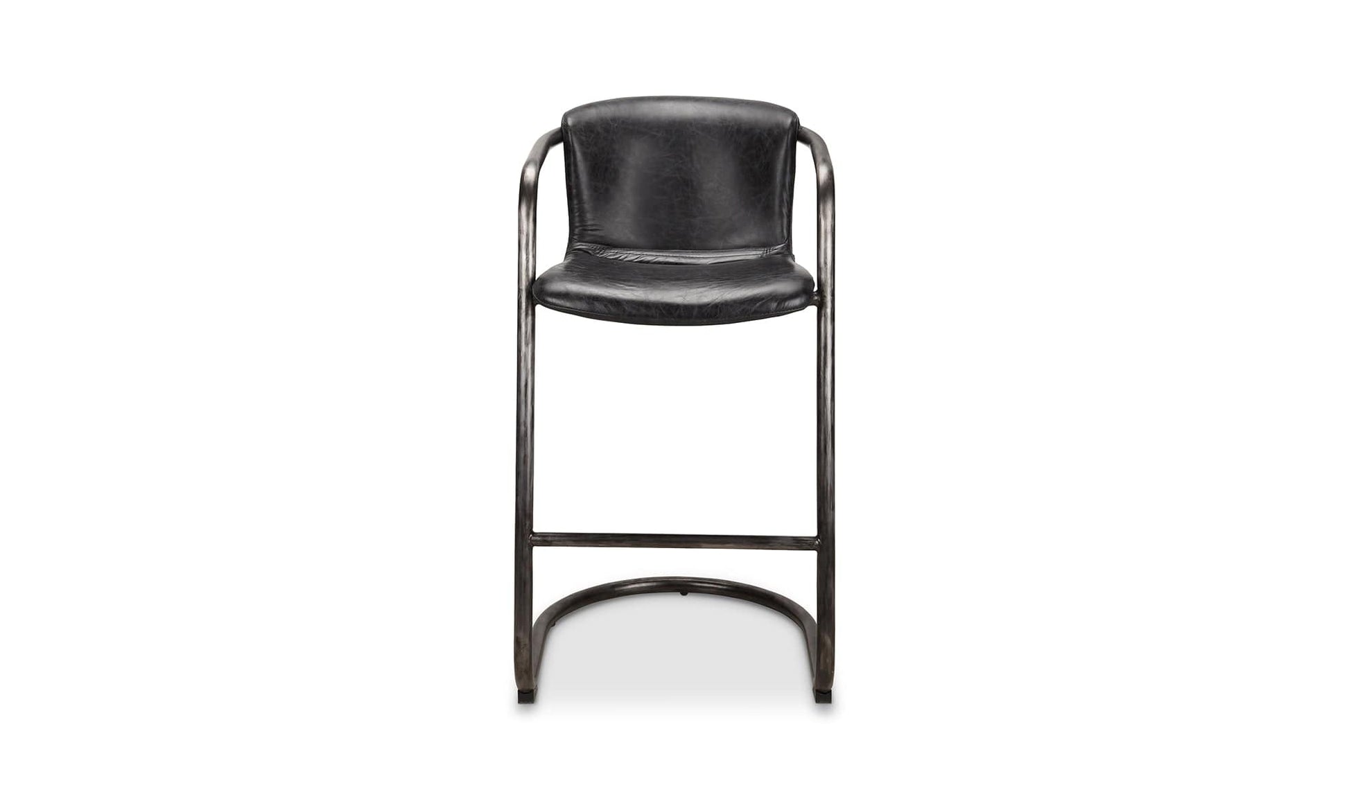 The Carpentry Shop Co. Freeman Barstool Onyx Black Leather-M2 Freeman Barstool Onyx Black Leather-M2