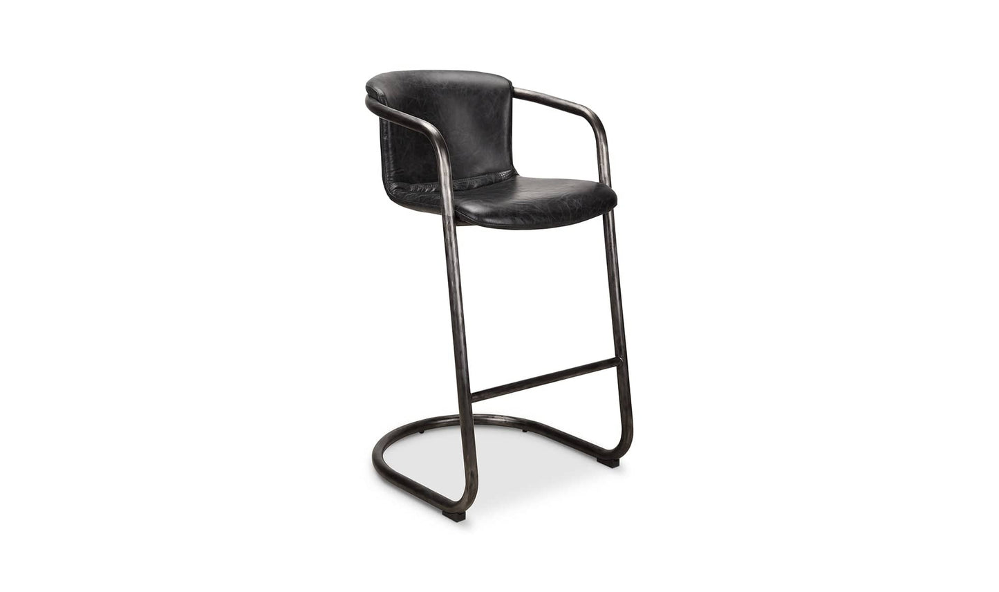 The Carpentry Shop Co. Freeman Barstool Onyx Black Leather-M2 Freeman Barstool Onyx Black Leather-M2