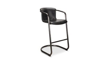 The Carpentry Shop Co. Freeman Barstool Onyx Black Leather-M2 Freeman Barstool Onyx Black Leather-M2