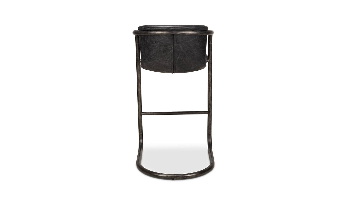 The Carpentry Shop Co. Freeman Barstool Onyx Black Leather-M2 Freeman Barstool Onyx Black Leather-M2