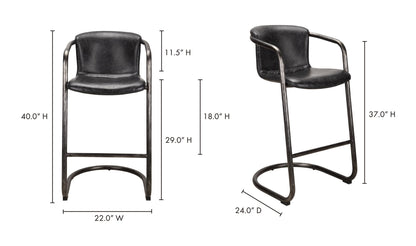 The Carpentry Shop Co. Freeman Barstool Onyx Black Leather-M2 Freeman Barstool Onyx Black Leather-M2