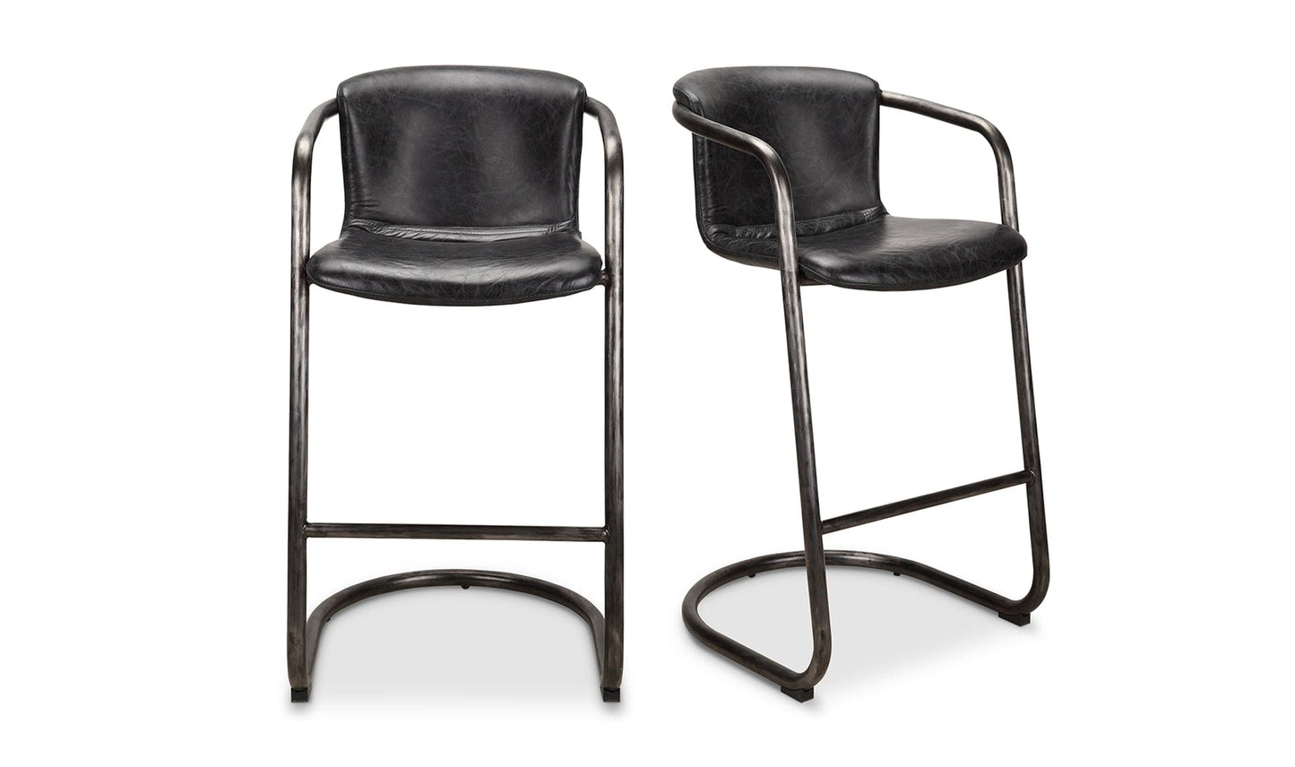 The Carpentry Shop Co. Freeman Barstool Onyx Black Leather-M2 Freeman Barstool Onyx Black Leather-M2