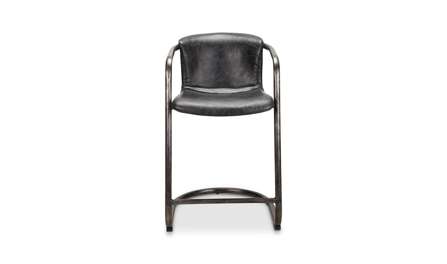 The Carpentry Shop Co. Freeman Counter Stool Onyx Black Leather-M2 Freeman Counter Stool Onyx Black Leather-M2