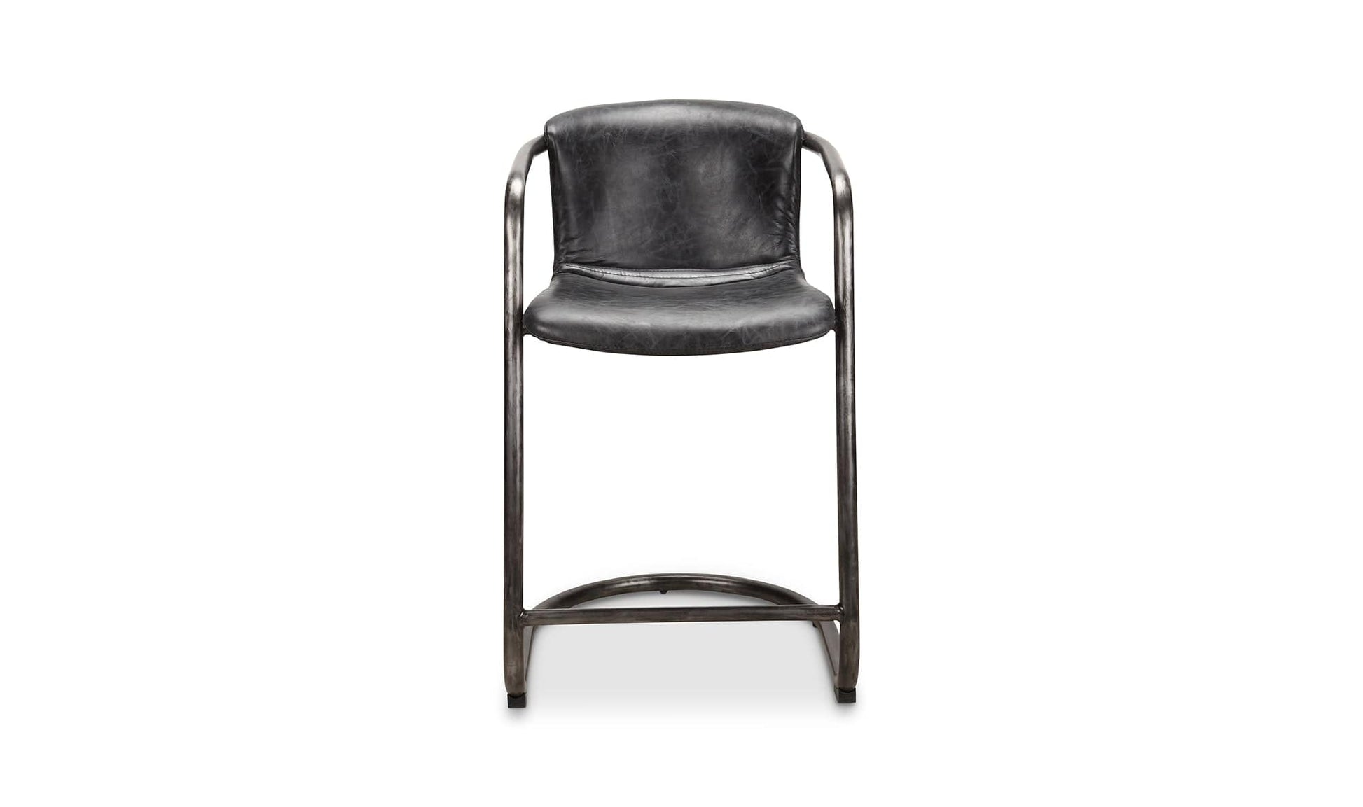The Carpentry Shop Co. Freeman Counter Stool Onyx Black Leather-M2 Freeman Counter Stool Onyx Black Leather-M2