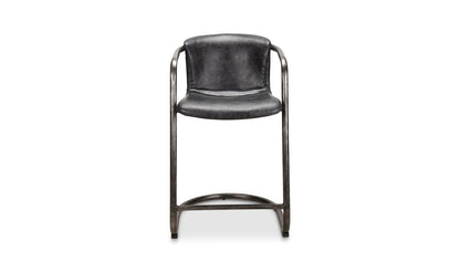 The Carpentry Shop Co. Freeman Counter Stool Onyx Black Leather-M2 Freeman Counter Stool Onyx Black Leather-M2