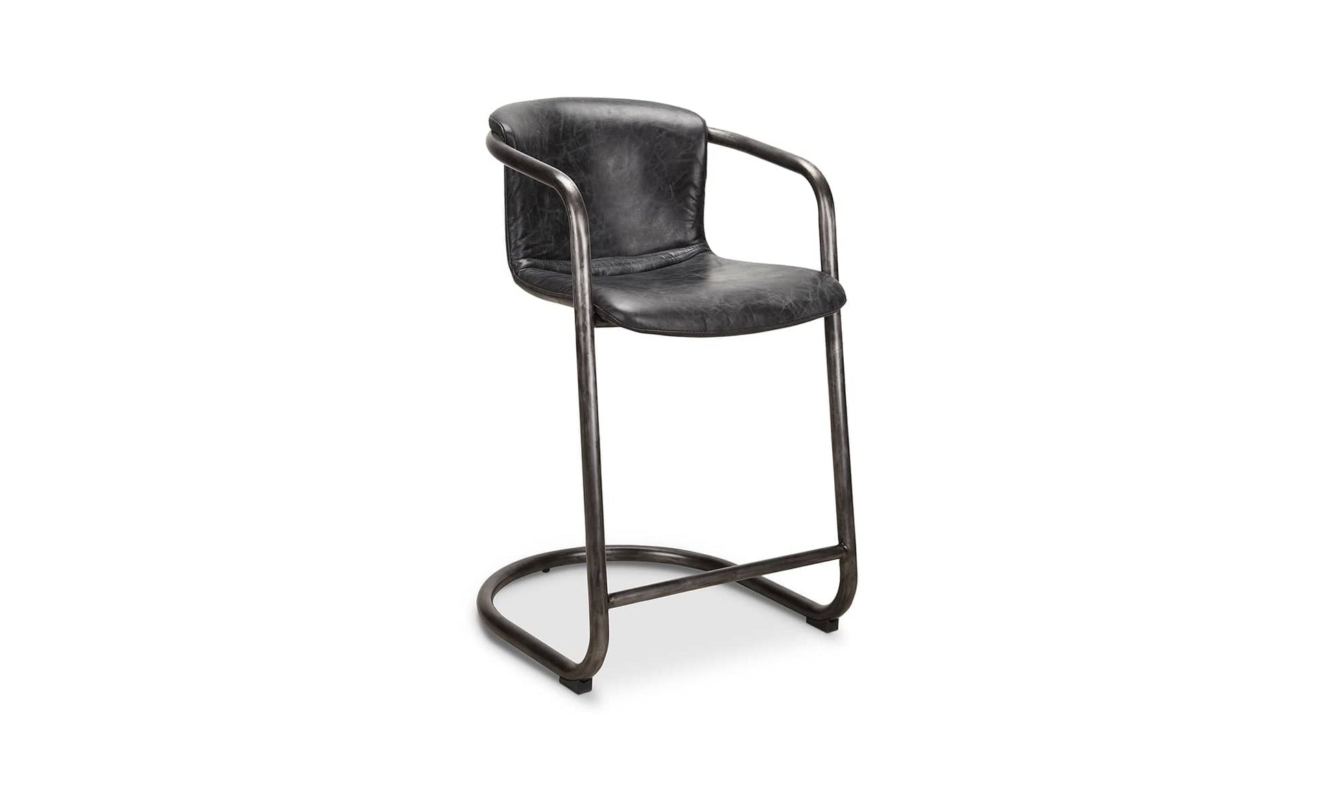 The Carpentry Shop Co. Freeman Counter Stool Onyx Black Leather-M2 Freeman Counter Stool Onyx Black Leather-M2