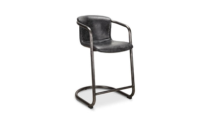 The Carpentry Shop Co. Freeman Counter Stool Onyx Black Leather-M2 Freeman Counter Stool Onyx Black Leather-M2