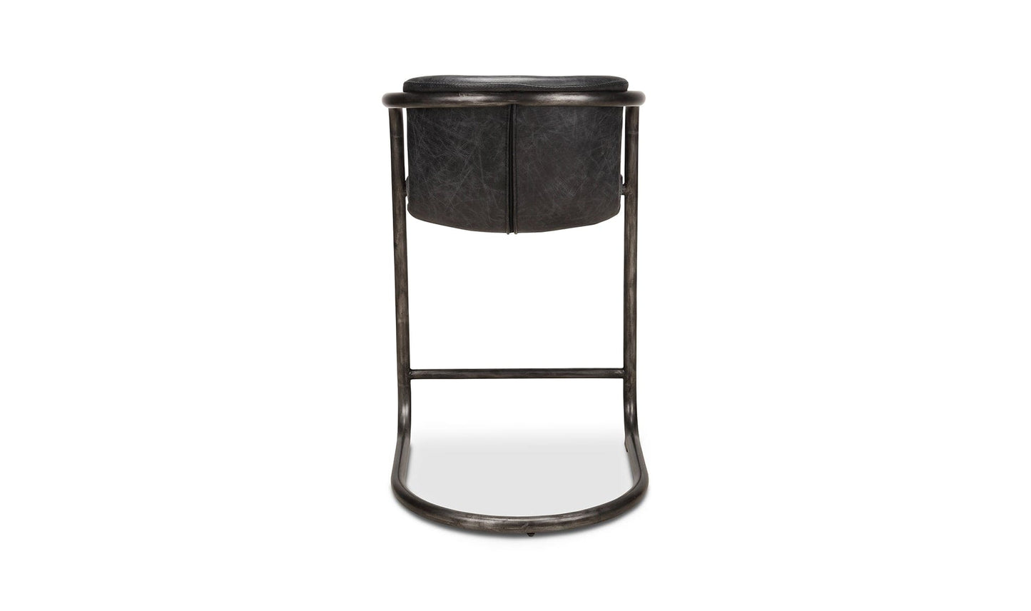 The Carpentry Shop Co. Freeman Counter Stool Onyx Black Leather-M2 Freeman Counter Stool Onyx Black Leather-M2