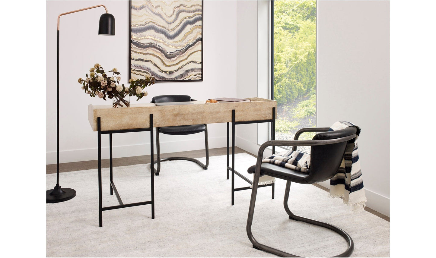 The Carpentry Shop Co. Freeman Dining Chair Onyx Black Leather-M2 Freeman Dining Chair Onyx Black Leather-M2