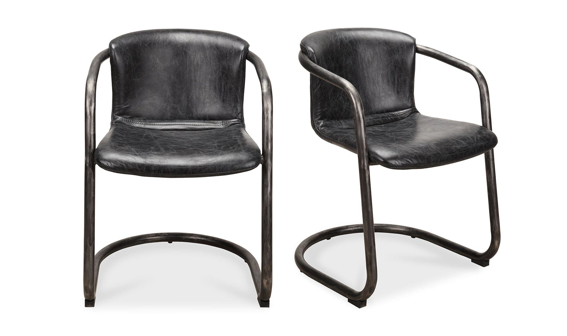 The Carpentry Shop Co. Freeman Dining Chair Onyx Black Leather-M2 Freeman Dining Chair Onyx Black Leather-M2