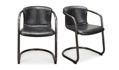 The Carpentry Shop Co. Freeman Dining Chair Onyx Black Leather-M2 Freeman Dining Chair Onyx Black Leather-M2