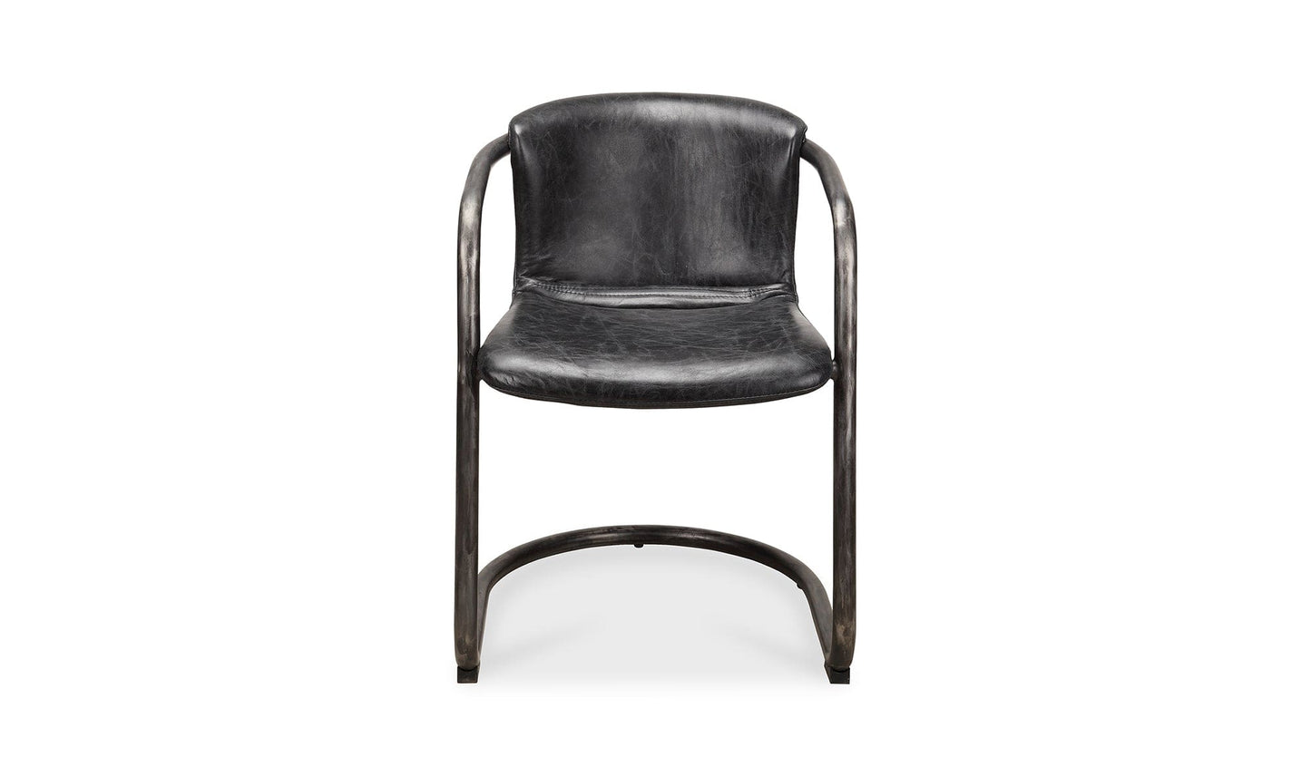 The Carpentry Shop Co. Freeman Dining Chair Onyx Black Leather-M2 Freeman Dining Chair Onyx Black Leather-M2
