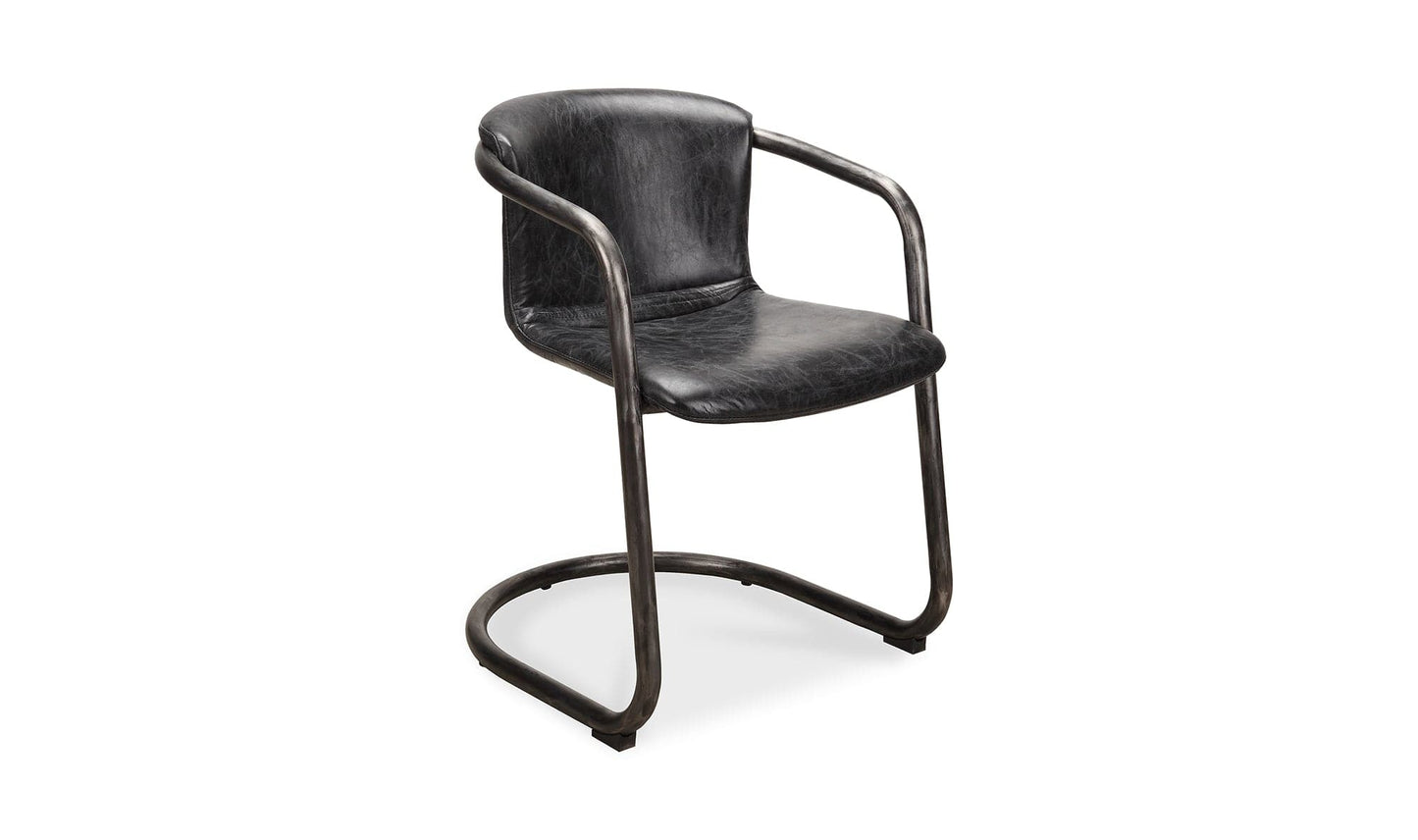 The Carpentry Shop Co. Freeman Dining Chair Onyx Black Leather-M2 Freeman Dining Chair Onyx Black Leather-M2