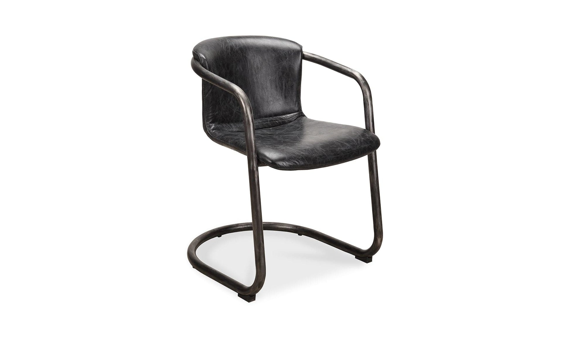The Carpentry Shop Co. Freeman Dining Chair Onyx Black Leather-M2 Freeman Dining Chair Onyx Black Leather-M2