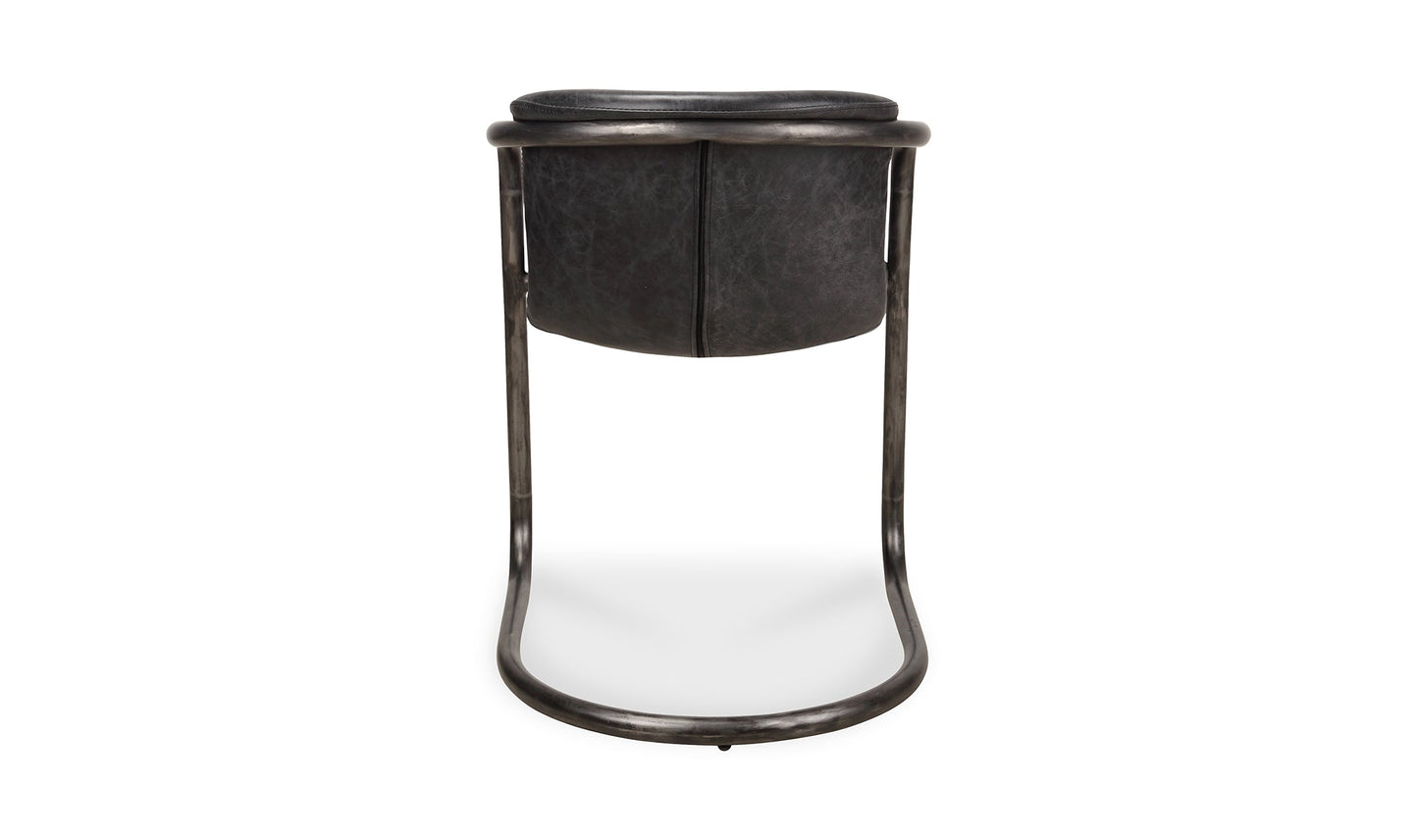 The Carpentry Shop Co. Freeman Dining Chair Onyx Black Leather-M2 Freeman Dining Chair Onyx Black Leather-M2