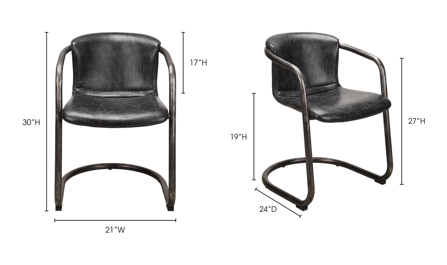 The Carpentry Shop Co. Freeman Dining Chair Onyx Black Leather-M2 Freeman Dining Chair Onyx Black Leather-M2