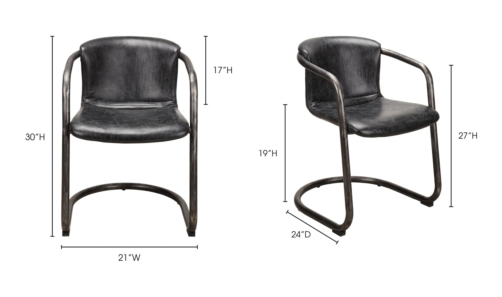 The Carpentry Shop Co. Freeman Dining Chair Onyx Black Leather-M2 Freeman Dining Chair Onyx Black Leather-M2